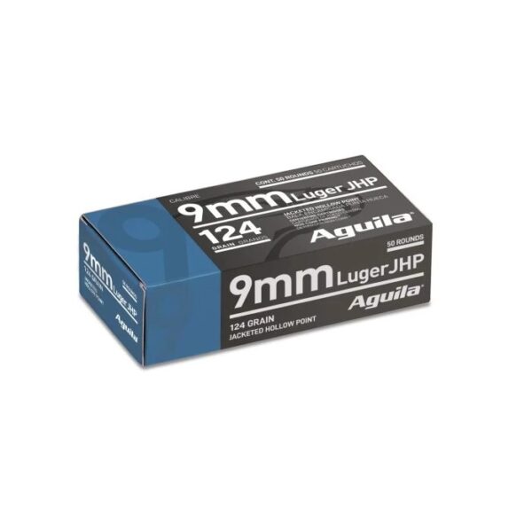Aguila Ammunition 9mm Luger Handgun Ammo - 124 Grain | JHP | 50rd Box