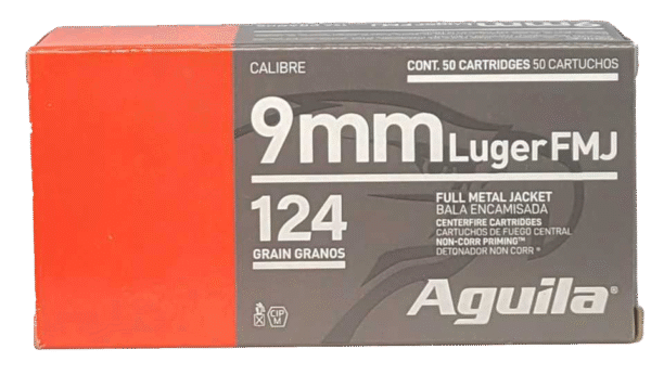 Aguila Ammunition 9mm Luger Handgun Ammo - 124 Grain | FMJ | 50rd Box