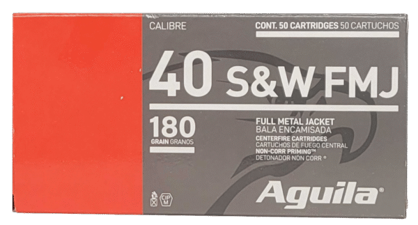 Aguila Ammunition .40 S&W Handgun Ammo - 180 Grain | FMJ Flat Nose | 50rd Box