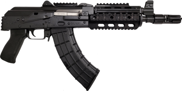 Zastava ZPAP92 AK-47 Pistol BULGED TRUNNION 1.5MM RECEIVER - Black | 7.62x39 | 10" Chrome Lined Barrel | Night Brake | Quad Rail | Top Rail