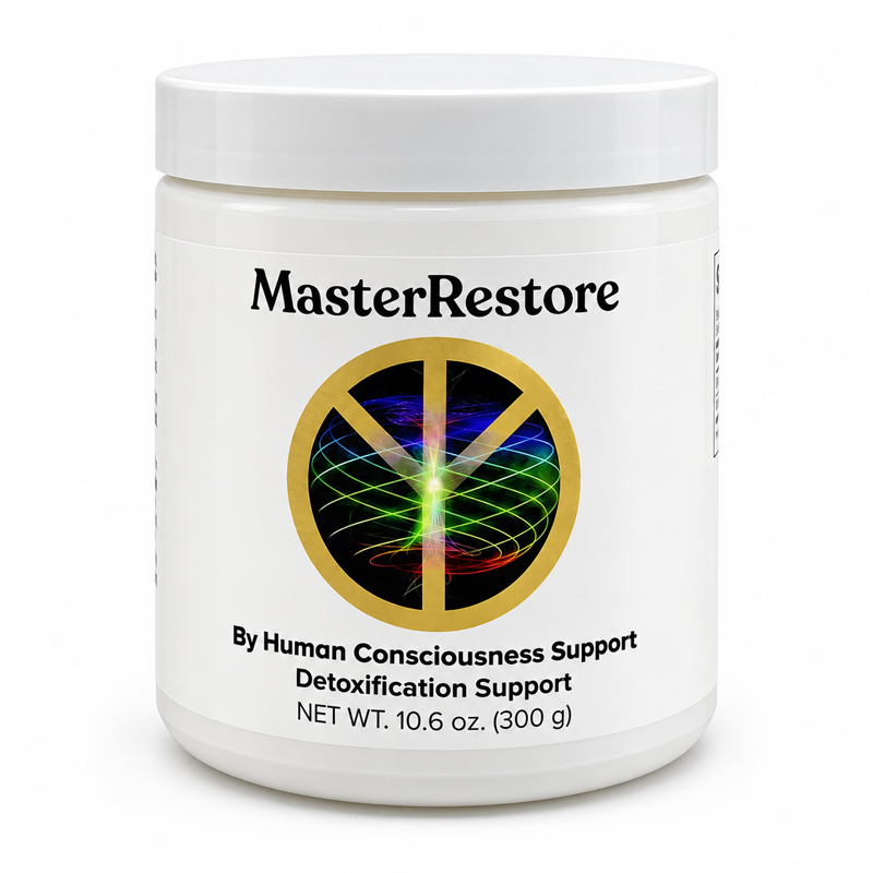 MasterRestore detoxification support powder in a 10.6-ounce container.